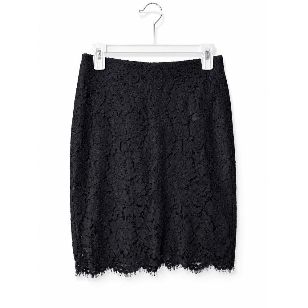 Banana Republic Lace Pencil Skirt Navy Blue Floral Midi Career Size 4 - Picture 1 of 5